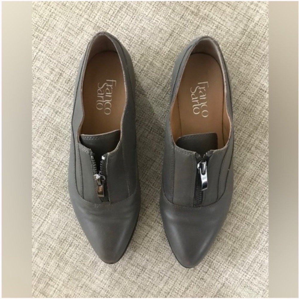 Franco Sarto Genuine Leather Zip Loafer Grey Shoes (6)